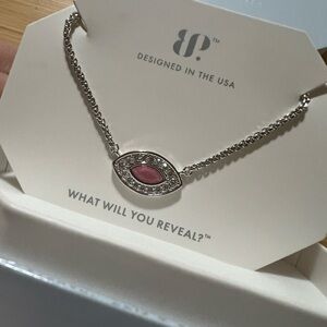 BP Silver Necklace with Pink Eye Pendant